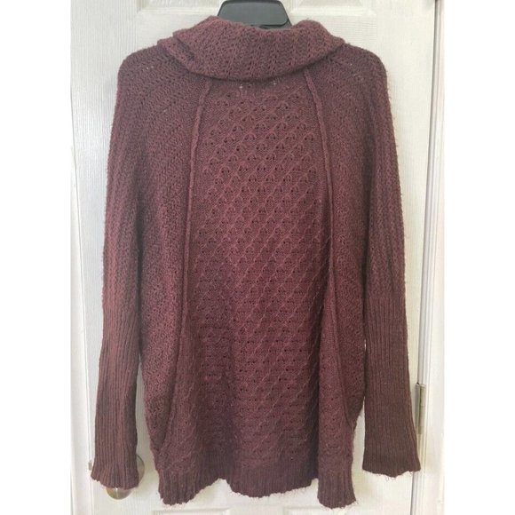 Apt 9 women's sweater size L oversize burgundy red sparkly threads throughout - Picture 2 of 8